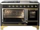 Ilve® Majestic III 48" Glossy Black Pro Style Dual Fuel Liquid Propane Range with Triple Glass Door and Brass Trim-3
