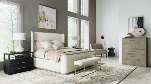 Hooker® Furniture Linville Falls River Branch Champagne/Merino Pearl Upholstered Bench-3