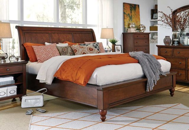 aspenhome® Cambridge Brown Cherry Queen Sleigh Bed-1