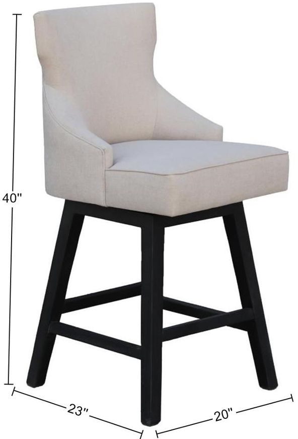 Nest Home Collections Lacey Barbury Linen/Black Swivel Counter Stool-2