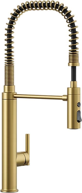 KOHLER® Purist® Vibrant Brushed Moderne Brass Semi-Professional Kitchen Sink Faucet with 3-Function Sprayhead-0