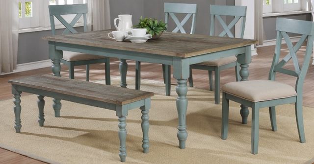 American Wholesale Furniture Kelsey Creek Washed Teal Dining Side Chair-1