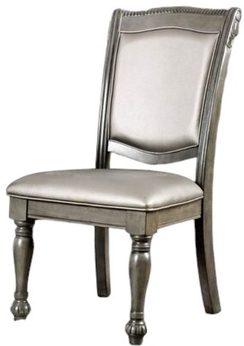Furniture of America® Alpena 2-Piece Gray/Silver Side Chair Set-2