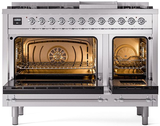 Ilve® Nostalgie II Series 48" Stainless Steel Pro Style Dual Fuel Range-1