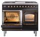 Ilve® Nostalgie II Noblesse 40'' Glossy Black Pro Style Dual Fuel Range with Burnished Trim-3
