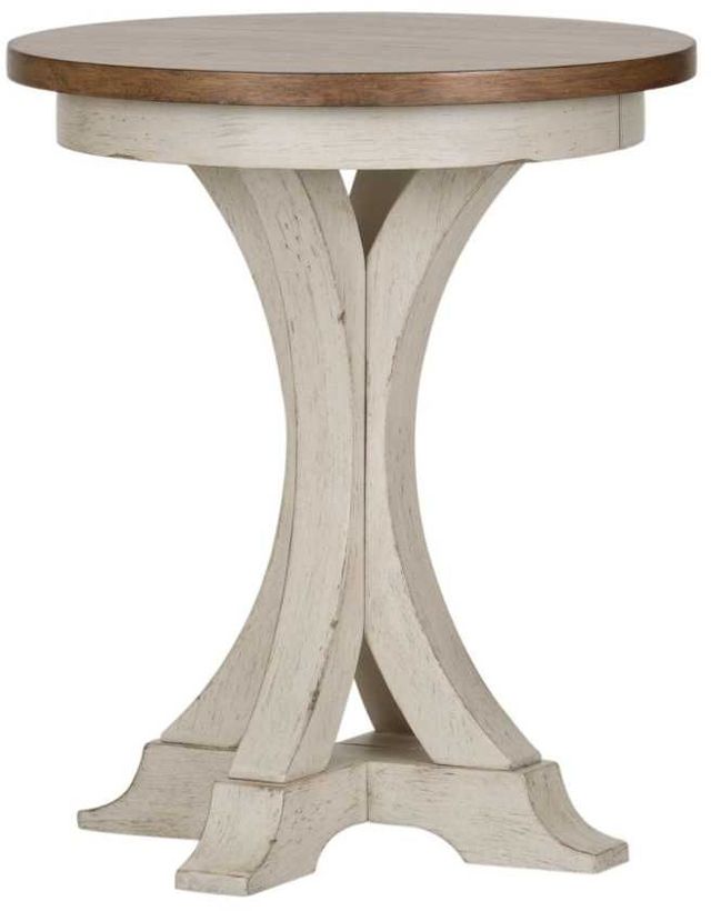 Liberty Furniture Farmhouse Reimagined Chestnut Chairside Table with Antique White Base-0