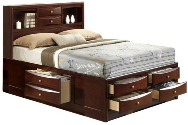 American Wholesale Furniture Emily Merlot Queen Bookcase Bed-0