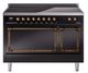 Ilve® Nostalgie II Noblesse 48'' Glossy Black Pro Style Induction Range with Burnished Trim-0