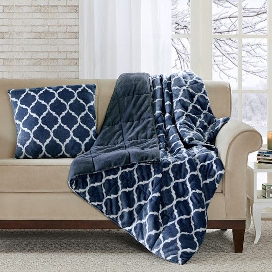 Olliix by Madison Park Ogee Navy Square Pillow-2