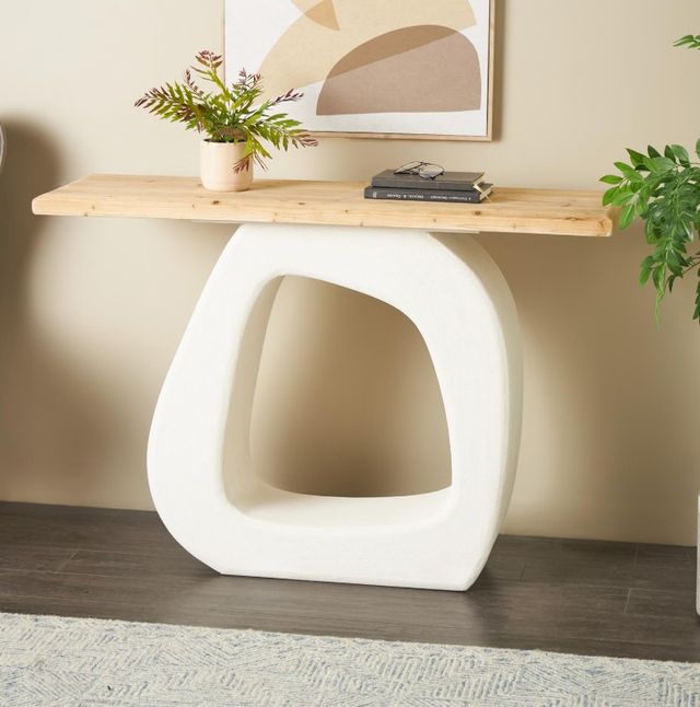Deco Marche Brown Console Table with White Base-2