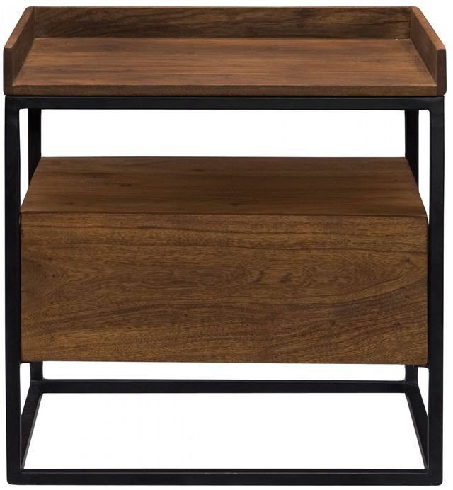Moe's Home Collection Vancouver Brown Side Table with Metal Frame -0