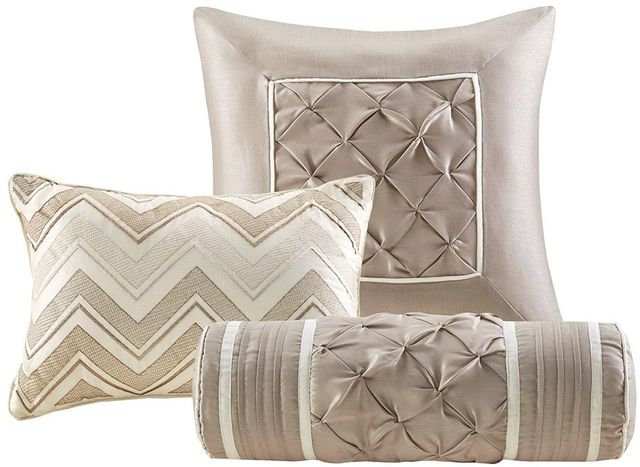 Olliix by Madison Park Laurel 7 Piece Ivory Queen Tufted Comforter Set-1