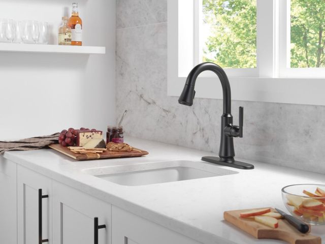 Delta Coranto® Matte Black Touch2O® Bar / Prep Faucet with Touchless Technology-1