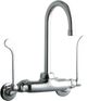 Elkay Chrome Foodservice 3-8" Adjustable Centers Wall Mount Faucet with 6" Wristblade Handle-0