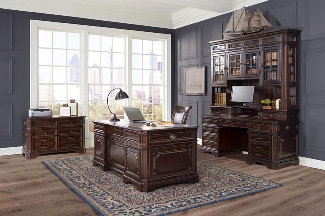 aspenhome® Sheffield 2-Piece Warm Rubbed Brown 75" Desk-2