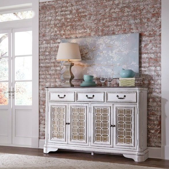 Liberty Furniture Magnolia Manor Antique White/Weathered Bark Hall Buffet-1
