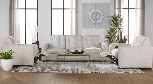 Hughes Furniture® 53019 Supple Ivory Manual Reclining Loveseat-1