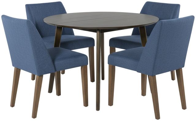 Liberty Furniture Space Savers 5-Piece Denim Blue Jean/Satin Walnut Drop Leaf Dining Set-0