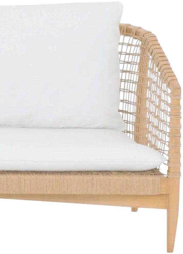 Moe's Home Collection Kuna Natural Teak Outdoor Sofa with White Cushions-4