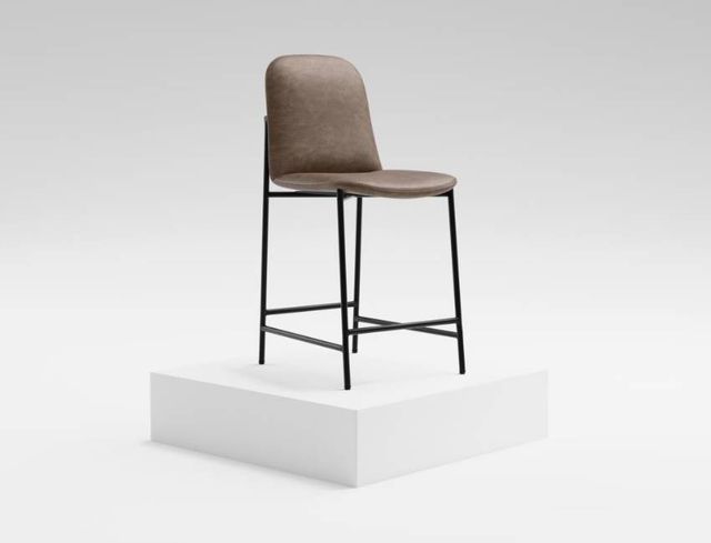 International Furniture Direct Seating Blacksmithing Matte Black /Brown 39" Barstool-1