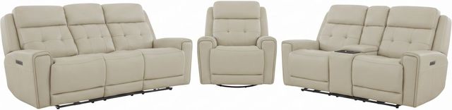 Liberty Furniture Carrington 3-Piece Baja Stone Leather Power Reclining Living Room Seating Set-0