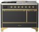 Ilve® Majestic III 48" Graphite Matte Pro Style Dual Fuel Natural Gas Range with French Top and Brass Trim-0