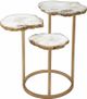 A & B Home 3 Pearl Agate Round Tabletops Side Table with Gold Frame -0
