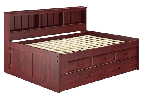 Donco Kids Merlot Full Daybed Bookcase Captains Bed With Drawer Storage and Twin Trundle Colder s Milwaukee Area