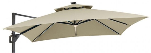 Furniture of America® Aurora Beige Aluminum/Polyester Fabric Outdoor Patio Umbrella with LED-1