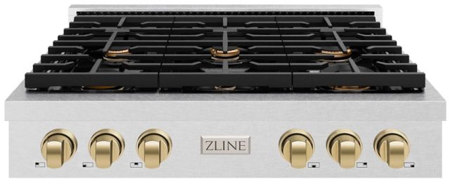 ZLINE Paramount Autograph Edition 36" Satin Stainless Steel Gas Cooktop with Champagne Bronze Accents-0