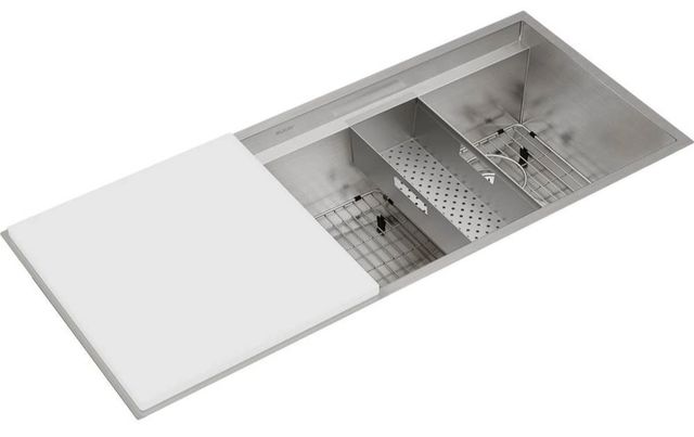 Elkay Circuit Chef® Workstation Stainless Steel 46" x 21" Single Bowl Undermount Sink Kit with White Polymer Boards-3
