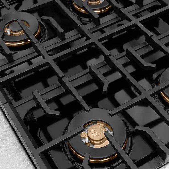 ZLINE Designer Collection Paramount 30" 4.2 cu. ft. Black Satin Stainless Steel  Dual Fuel Range with 4 Burner Gas Cooktop and Electric Convection Oven with Champagne Bronze/Matte Black Accents-3