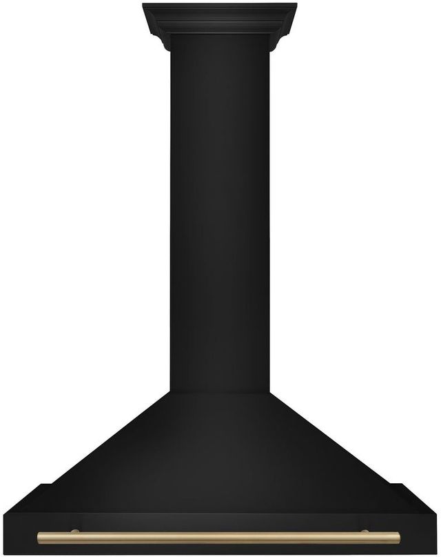 ZLINE Autograph Edition 36" Black Stainless Steel Wall Mounted Range Hood with Champagne Bronze Handle-0