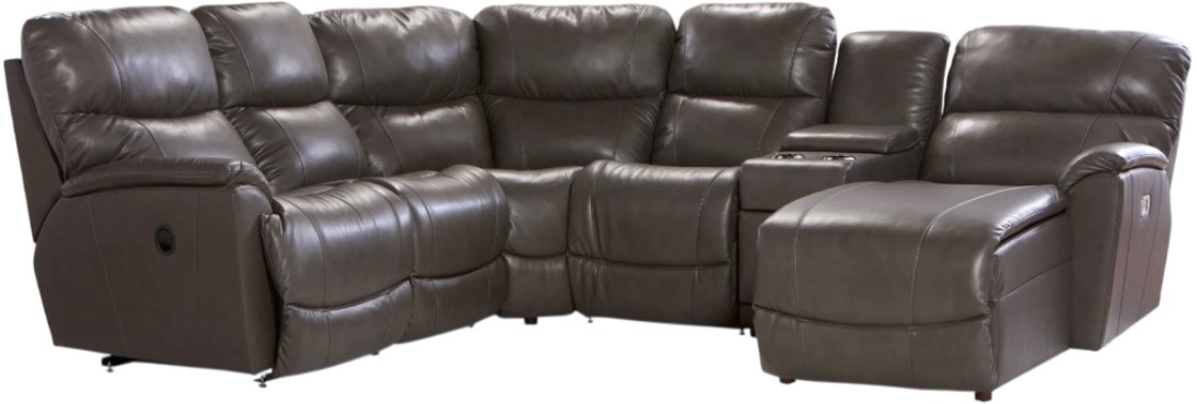 La-Z-Boy® Trouper Gray Leather Reclining Sectional with Custom