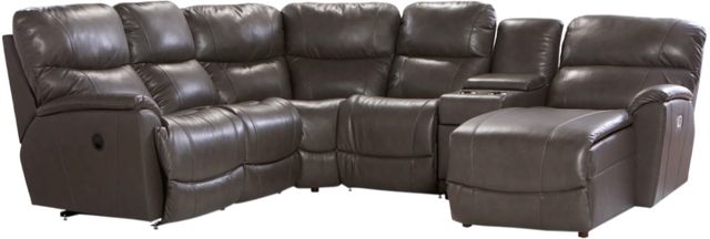 La-Z-Boy® Trouper Gray Leather Reclining Sectional with Custom Layout Options-0
