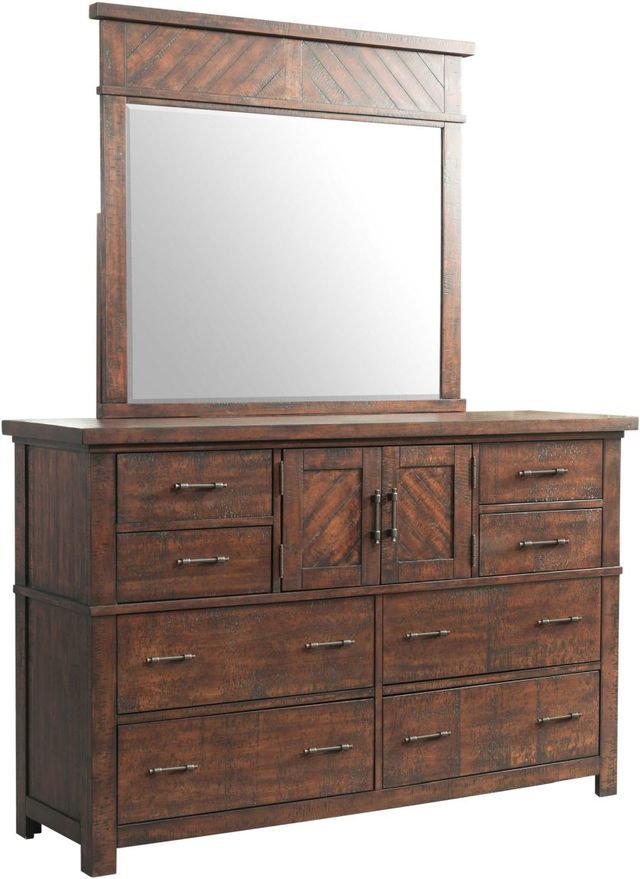 Elements International Jax Cherry Dresser and Mirror-0