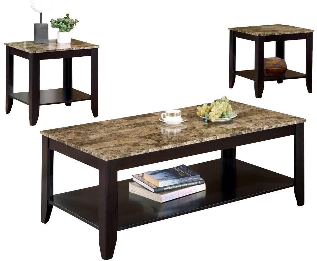 Coaster Flores 3-Piece Occasional Table Set with Shelf