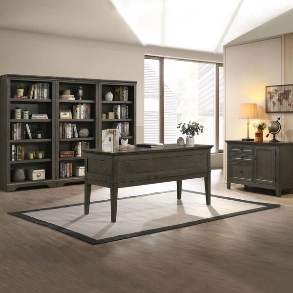 Intercon San Mateo Gray Half Ped Desk-1