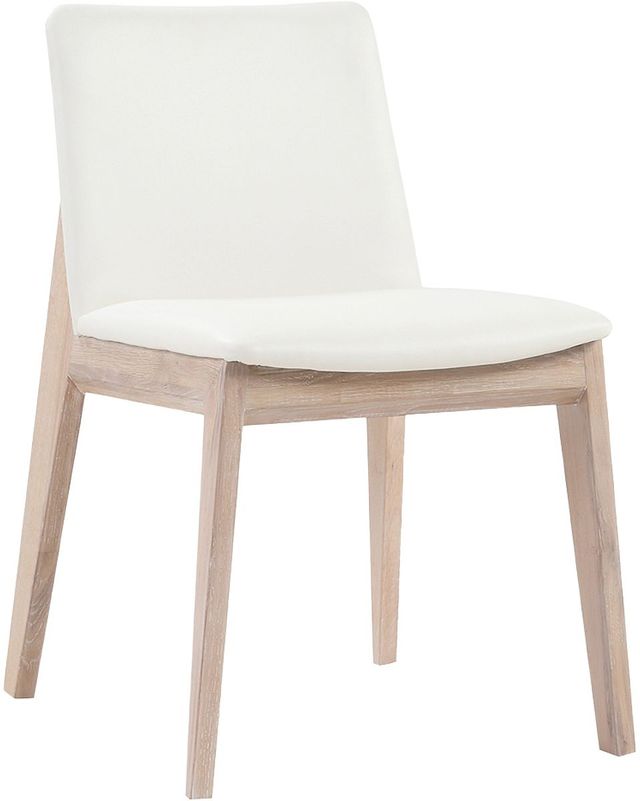 Moe's Home Collection Deco 2-Piece Cream White PVC Oak Dining Chair Set-0