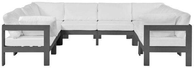Meridian Furniture Nizuc 8-Piece Dark Gray/White Aluminum/Fabric Outdoor Patio Modular Sectional-1