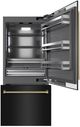 ZLINE Autograph Edition 36" 19.8 Cu. Ft. Black Stainless Steel Built In Bottom Freezer Refrigerator with Graphite Gray Interior and Polished Gold Helix Handles and Water Dispenser-2