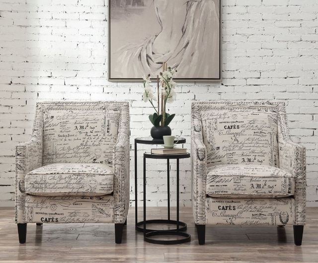 Elements International Erica Beige French Script Chair-1