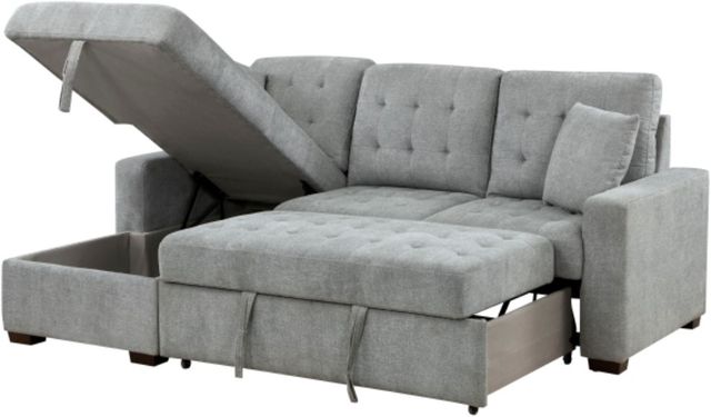 Homelegance® Waitsfield 2-Piece Gray Left-Arm Facing Pull-out Sleeper Sectional and Chaise with Hidden Storage-2