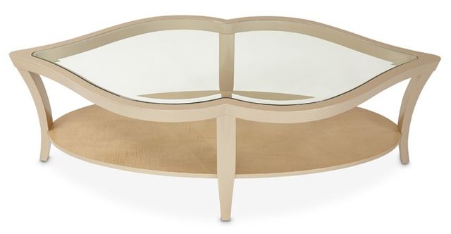 Michael Amini® Malibu Cres Glass Top Cocktail Table with Chardonnay Base-2