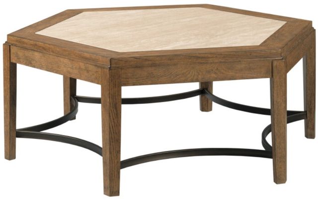 Kincaid® Brookside-Acquisitions Blond Top Coffee Table with Travertine Base-0