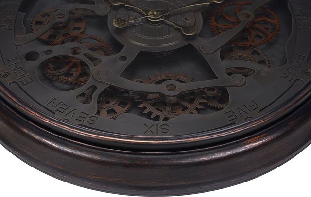 Monarch Specialties Inc. Black 30" Oversized Round Wall Clock with Gear Mechanism -1