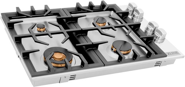 ZLINE 30" Stainless Steel Gas Cooktop with 4 Brass Burners-2
