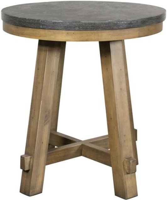 Riverside Furniture Weatherford Bluestone/Reclaimed Natural Pine Side Table-1