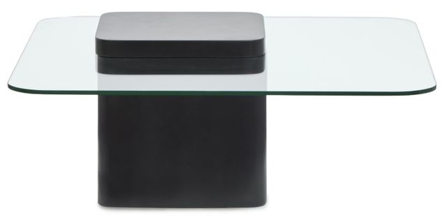 Magnussen Home® Donora Glass Top Square Cocktail Table with Obsidian Base-3