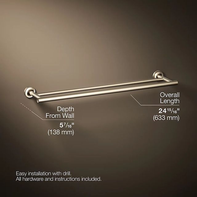KOHLER® Purist® Vibrant Brushed Bronze 24" Double Towel Bar-2